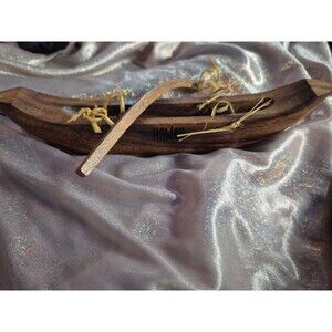 Vintage "Waa" Outrigger Canoe Genuine Koa Wood Hawaii EUC